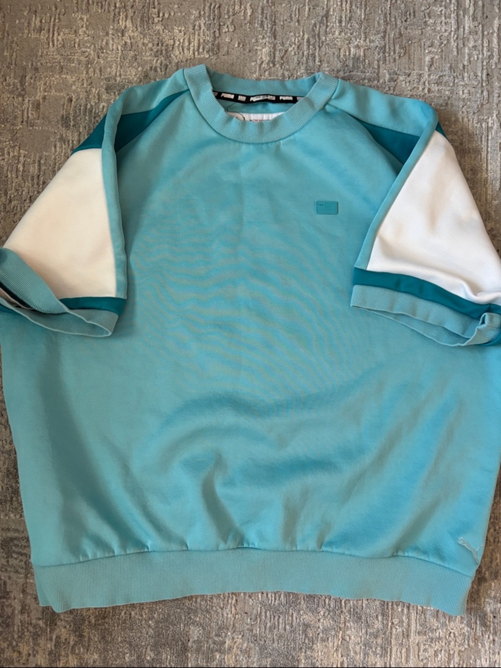 Men's Aqua Short-Sleeve Sweatshirt - Casual Athletic Pullover